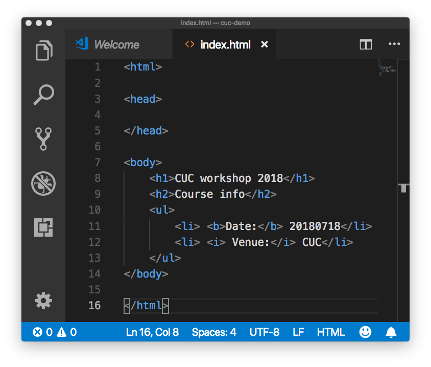 Code sample of CUC workshop